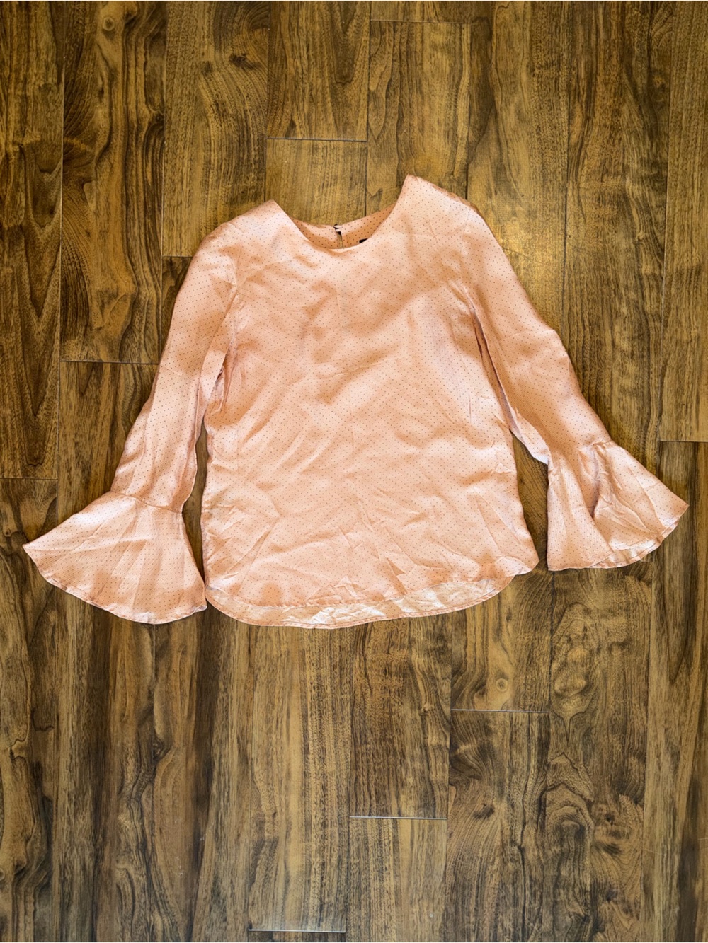Ann Taylor Pink Polka Dot Bell-Sleeve Blouse